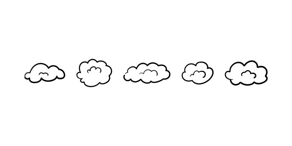 Clouds in draw linear style on a white background. Vector illustration EPS 10 Stock Illustration