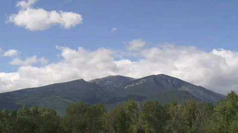 Clouds drift over St. Mary's Peak, Bitterroot Valley, Montnaa Stock Footage 874946