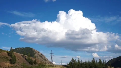 Clouds drifting, melting and growing in clear blue sky Stock Footage 77177453