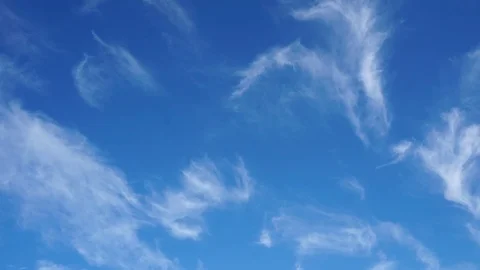 Clouds drifting, melting and growing in clear blue sky Stock Footage 77182377