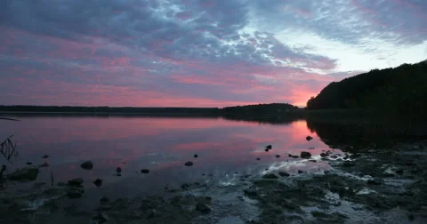 Clouds drifting on Red Skies in Denmark 4k Timelapse Stock Footage 40935671