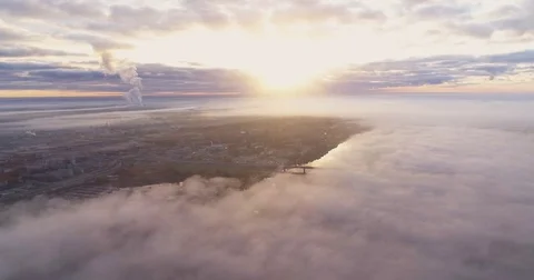 Clouds drone flight with blue clear sky using Drone Stock Footage 84327260