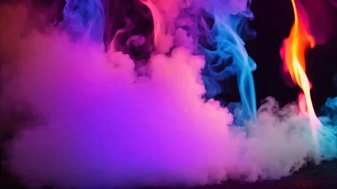 Clouds of dry smoke from ice and colorful blue fire flames. Vídeos de archivo 273953310