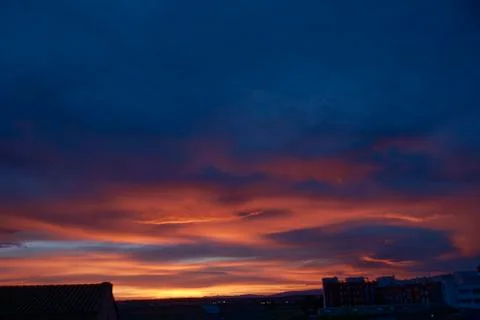 Clouds during sunset, orange Stock Photos
