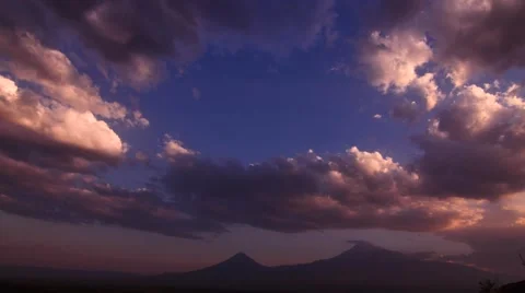 Clouds at Dusk over Mountains Stock Footage 53202958
