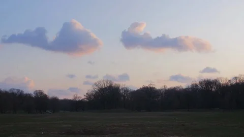 Clouds at Dusk in Prospect Park New York City 動画素材 121597310