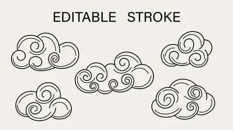 Clouds with editable stroke Illustrazione stock