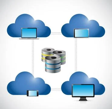 Clouds electronics network server illustration Illustrazione stock