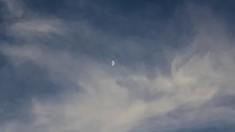 Clouds in the evening sky with the moon Stock Footage 96027031
