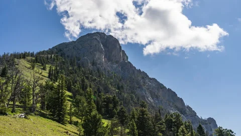 Clouds evolving and clinging to mountain peak Stock Footage 167194524
