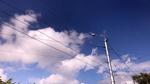 Clouds Fast Move and Lamppost Stock Footage 80297676