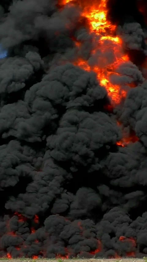 Clouds of fire and black smoke. Stock Footage 275345633