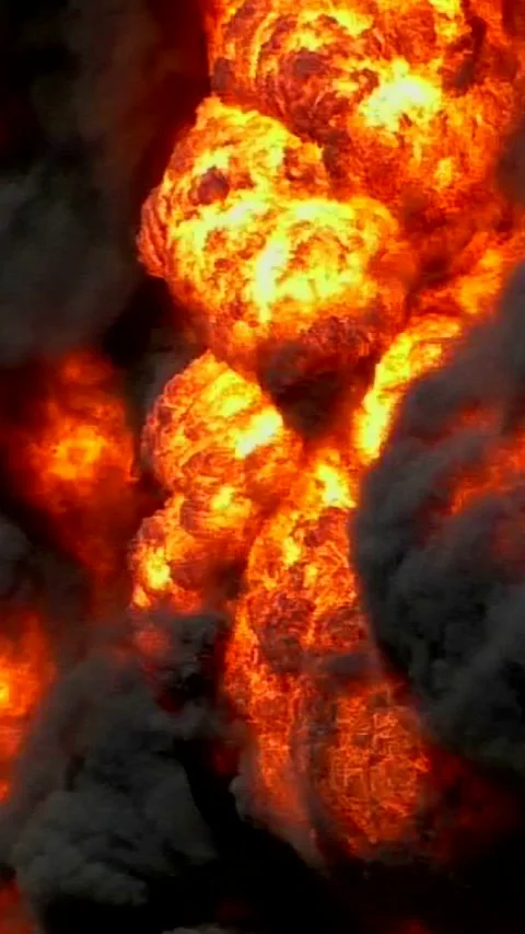 Clouds of fire and black smoke. Stock Footage 275345899
