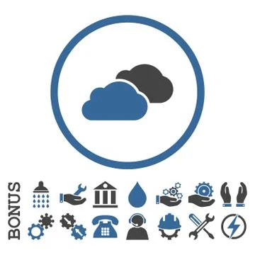 Clouds Flat Rounded Vector Icon With Bonus Stock Illustration
