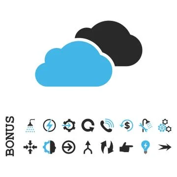 Clouds Flat Vector Icon With Bonus イラスト素材