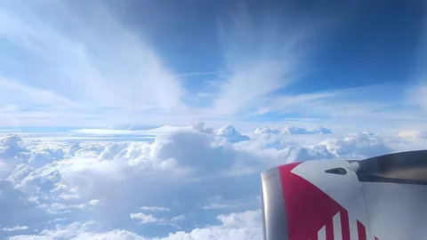 Clouds in flight with aircraft Engine Stock Footage 200185159