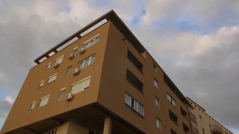 Clouds float above the building, Time Lapse Stock Footage 88564334