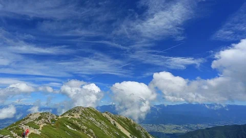 Clouds float above the mountain range. Time Lapse. Stock Footage 94569366