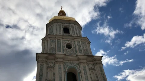 Clouds float above Sofia Kievskaya. Kiev. Ukraine. Video stock 112519054