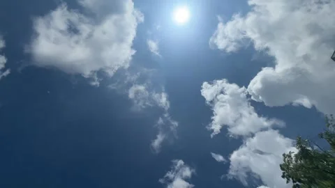 Clouds float across the blue sky. View through the water Stock Footage 241414696