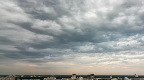 Clouds float across the sky over the city, timelapse Stock Footage 61882217