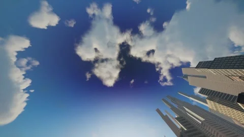 Clouds float against a backdrop of city high-rises. Stock-Footage 260405725