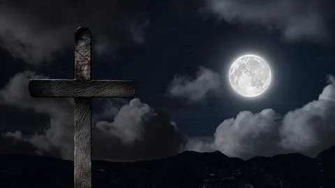 A clouds float on the background of the Cross on Easter Day 스톡 사진