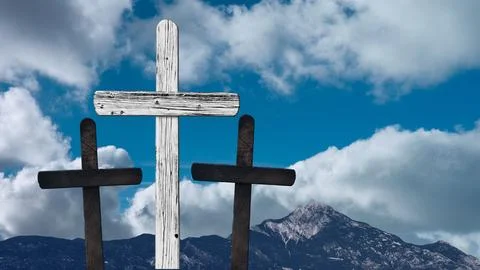 A clouds float on the background of the Cross on Easter Day Stock Photos