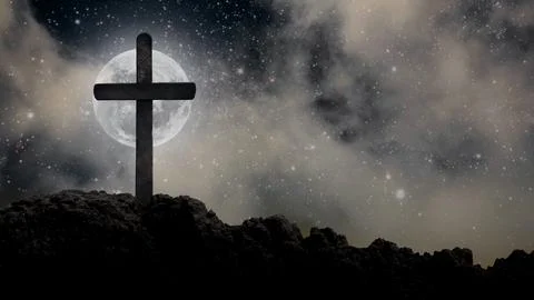 A clouds float on the background of the Cross on Easter Day. Stock Photos