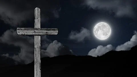 A clouds float on the background of the Cross on Easter Day 스톡 사진