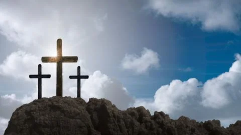A clouds float on the background of the Cross on Easter Day Stock Photos