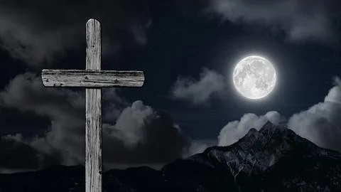 A clouds float on the background of the Cross on Easter Day Stock Photos