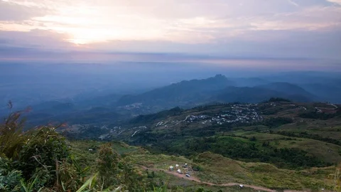 Clouds float on the Green Mountains and beautiful nature of Thailand Stock Footage 106603900