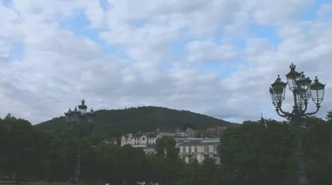 Clouds float over the Black Forest and Baden-Baden in the twilight 動画素材 53806344