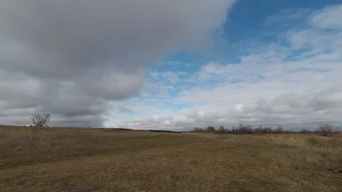 Clouds float over the forest and steppe. TimeLaps. Stock Footage 128123903