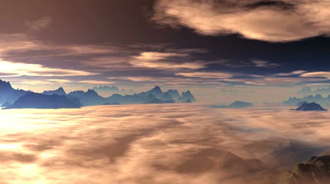 Clouds float over the mountains at sunrise (sunset) Stock Footage 62217600