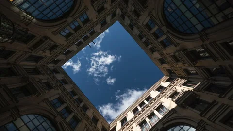 Clouds float over the yard-well Video stock 170238224