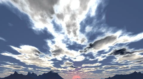 Clouds float towards the setting sun Stock Footage 47547717