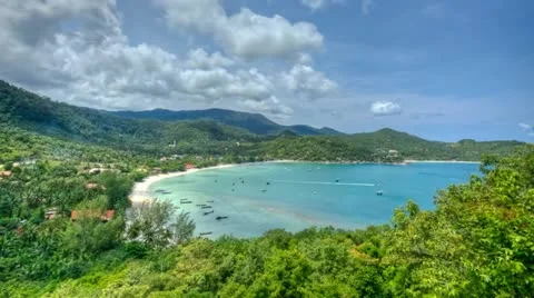 Clouds floating above a paradise tropical island in HDR - Timelapse Stock Footage 10823389
