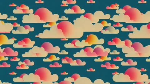 Clouds floating across sky. Flat cartoon background 스톡 동영상 224026430