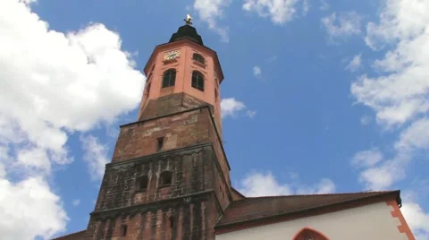 Clouds floating over  Clouds floating over  Catholic church. Katholisch Stiftski Stock Footage 53804918