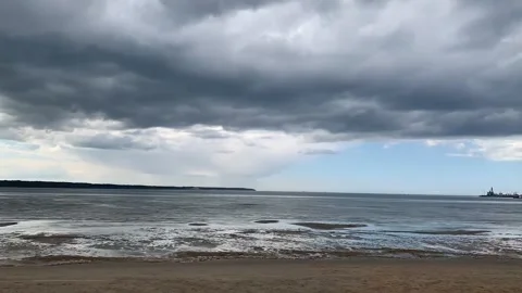 Clouds Floating Over the Ocean. Just Before the Storm. Time-Lapse. Stock-Footage 154514733