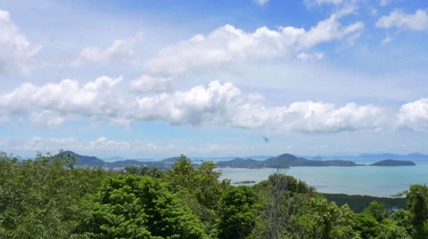 Clouds Floating over Tropical Islands Stock Footage 56477236