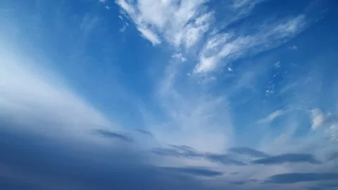 Clouds floating in the sky. The calm slow movement of clouds in the blue sky. Stock Footage 276878058