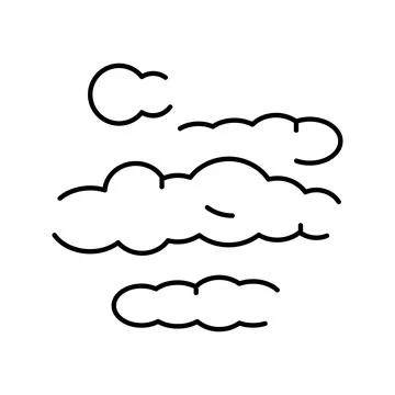 Clouds floating in sky drawing line art icon Stock Illustration