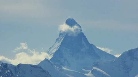 Clouds flowing over Matterhorn Stock Footage 35278020
