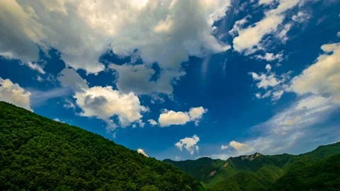 Clouds flowing over the mountain ridge. Time lapse Video stock 145743645