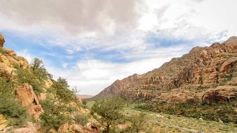 Clouds Flowing Over Red Rock Canyon Las Vegas in 4K Video stock 88878040