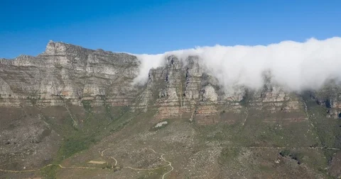 Clouds flowing over Table Mountain, Cape Town, South Africa Stock Footage 102619493