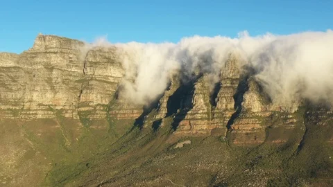 Clouds flowing over Table Mountain, Cape Town, South Africa Stock Footage 102669873